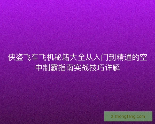 侠盗飞车飞机秘籍大全从入门到精通的空中制霸指南实战技巧详解
