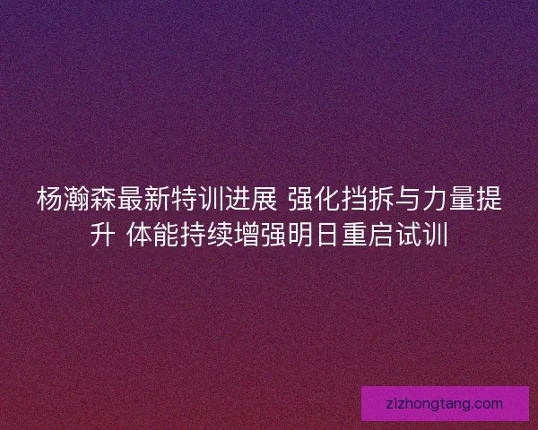 杨瀚森最新特训进展 强化挡拆与力量提升 体能持续增强明日重启试训